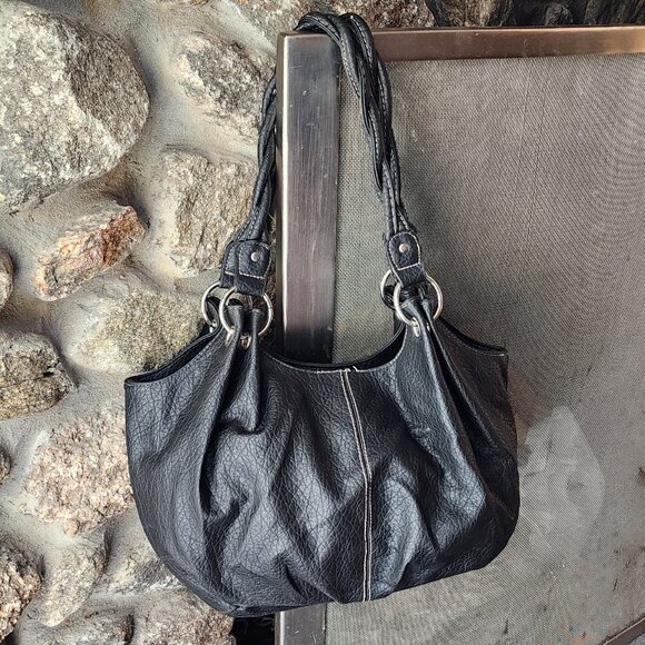 Payless Shoe Source Vegan Leather Black Shoulder Bag - Picture 10 of 16